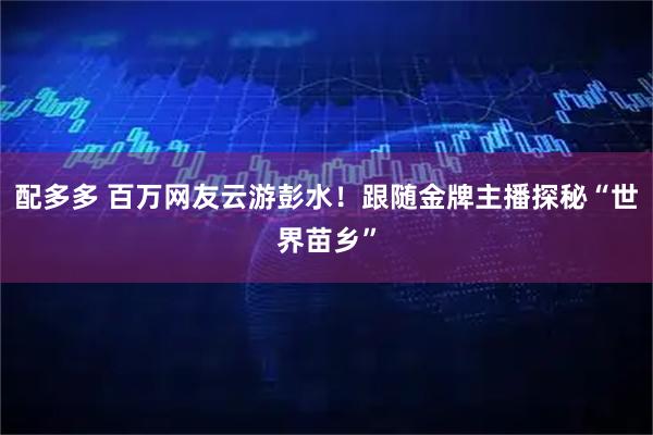 配多多 百万网友云游彭水!跟随金牌主播探秘“世界苗乡”